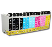 Lot de 14 Cartouches compatibles avec les appareils EPSON-Stylus-Photo R200, R220, R300, R300M, R320, R340, RX500, RX600, RX620, RX630, RX640 etc.