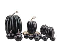 Lot de 14 citrouilles artificielles en mousse Noir réaliste | Centre de table en forme de citrouille d'Halloween pour fête d'Halloween, ferme, banquet, cuisine, salon