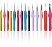 Lot de 14 Crochets en Aluminium, Crochet Ergonomique, Multicolore kit d’outils pour aiguilles à tricoter, 2-10mm Crochets Tricot Outils aux Débutants et Professionnels