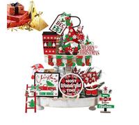 Lot de 14 décorations de Noël pour plateaux échelonnés, décoration de plateau de Noël avec signe de nain en bois, 14 pièces, pièce centrale