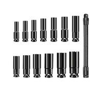 Lot de 14 douilles et cliquet robustes comprenant 13 tailles standard pour diverses tâches de réparation, tige d'extension à joint souple