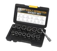 Lot de 14 douilles extracteur d'écrous et boulons avec adaptateur hexagonal de 6,35 mm et 3/8", conçu pour enlever les boulons dénudés et endommagés, convient pour les réparations domestiques et