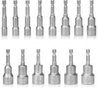 Lot de 14 douilles hexagonales, 6 à 19 mm, ensemble de tournevis magnétiques de 6,35 mm, forets à changement rapide, embouts pour perceuses électriques, tournevis électriques (longueur 65 mm)