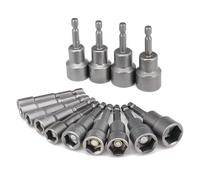 Lot de 14 douilles pour Visseuse, 6-19 mm magnétique Hexagon Nut Driver Driver Drill Bit, raccord hexagonal de 1/4" pour perceuses, écrous et adaptateurs pour douilles à percussion