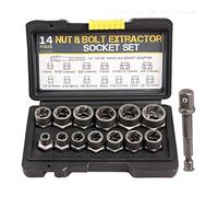 Lot de 14 embouts d’extraction de boulons, outil à douilles pour écrous et boulons d’impact, extracteur de roue avec écrou, ensemble de douilles d’extraction pour boulons et écrous endommagés, gelés