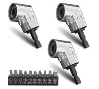 Lot de 14 embouts de tournevis à angle droit de 105 degrés, 3 embouts hexagonaux de 6,35 mm avec 10 embouts de tournevis et porte-embout