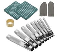 Lot de 14 emporte-pièces ronds 2,5/3/4/5/6/7/8/9/10 mm avec planche à découper, outils de poinçonnage pour cuir, bracelets de montre, ceinture, toile, œillet, papier