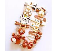 Lot de 14 épingles à cheveux en forme d'ours kaki pour enfants, accessoires pour cheveux de bébé, pinces à cheveux cassées pour fille, bandeau de princesse dessin animé, épingles à cheveux mignonnes
