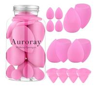 Lot de 14 éponges de maquillage avec 4 houppettes à poudre et 4 mini éponges de maquillage pour fond de teint, liquide, poudre, correcteur, crème (rose vif)