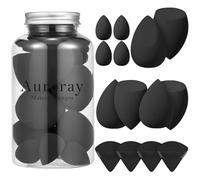 Lot de 14 éponges de maquillage avec 4 houppettes à poudre et 4 mini éponges de maquillage pour liquide, fond de teint, poudre, anti-cernes, crème (noir)