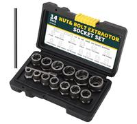 Lot De 14 Extracteurs D'Écrous, Extracteur De Vis, Extracteur Ecrou Antivol, Jeu De Douilles Spiralées, Extracteur Boulon Antivol Pour Boulons, Écrous Et Vis Endommagés Et Rouillés (6,35-19 mm)