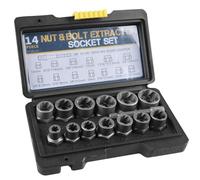 Lot de 14 extracteurs d'écrous WIYETY Jeu d'extracteurs de vis à profil hélicoïdal, Jeu de clés à douille, Extracteur de boulons pour enlever les écrous et vis endommagés et rouillés (6,35-19 mm)