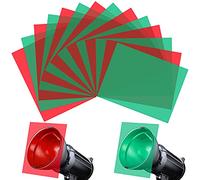 Lot de 14 filtres de lumière en Gel pour Correction d'éclairage, Feuilles en Plastique Transparent pour Paysage de Noël, lumière LED ou Lecture, Rouge et Vert, 29 x 21,6 cm