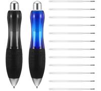 Lot de 14 gros stylos à bille ergonomiques pour tremblements, arthrite, Parkinson, handicap (2 stylos + 6 recharges bleues)