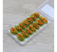 Lot de 14 herbes statiques pour touffes - Pour table de sable, diorama, paysage de construction, extérieur et intérieur, multicolore (orange jaune)