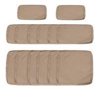 Outsunny Lot de 14 Housses de Rechange Coussins Salon de Jardin - 6 Housses Coussin d'assise, 8 Housses Coussin Dossier - Housses zippées Polyester déperlant Marron