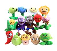 Lot de 14 jouets en peluche Plantes contre Zombies Gris Zombie Pastèque Fleurs Peashooter Peluche douce Cadeau 9-16 cm