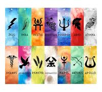 Lot de 14 marque-pages de mythologie grecque olympiens - Cadeaux de la mythologie grecque Htabiol pour enfants, cadeaux de dieu olympiens pour salle de classe, pour fête d'anniversaire Percy Jackson