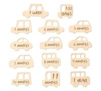 Lot de 14 marqueurs de croissance en bois pour mois de bébé, cartes d'accessoires photo de bébé, panneaux d'annonce de naissance personnalisés pour garçons et filles, parfaits pour la première année