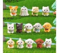Lot de 14 mini figurines de chien pour gâteaux et décoration créative, en résine avec des motifs réalistes et des qualités résistantes aux intempéries