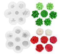 Lot de 14 moules en silicone pour plantes succulentes 3D - Moule en silicone - Moules en résine époxy - Pour la fabrication de bougies parfumées faites à la main, savons, chocolat, plâtre