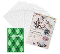 Lot de 14 non-tissés autocollants solubles dans l'eau - Format A4 (29,7 x 21 cm) - Papier à broder imprimable - Impression ou dessin de motifs - Non tissé à l'eau - Pour broderie à la main et à la