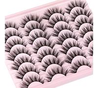 Lot de 14 paires de bandes pelucheuses effet œil de chat 3D naturel imitation vison