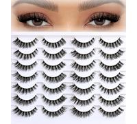 Lot de 14 paires de faux cils naturels en forme d'œil de renard - Bandes de cils duveteux - Aspect naturel - Pour femme