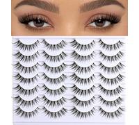 Lot de 14 paires de faux cils naturels en forme d'œil de renard - Bandes de cils duveteux - Aspect naturel - Pour femme