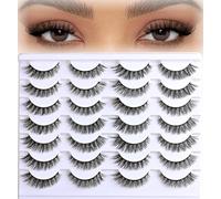 Lot de 14 paires de faux cils naturels en forme d'œil de renard - Bandes de cils duveteux - Aspect naturel - Pour femme