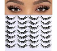 Lot de 14 paires de faux cils naturels en forme d'œil de renard - Bandes de cils duveteux - Aspect naturel - Pour femme