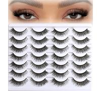 Lot de 14 paires de faux cils naturels en forme d'œil de renard - Bandes de cils duveteux - Aspect naturel - Pour femme