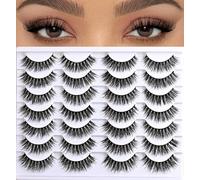 Lot de 14 paires de faux cils naturels en forme d'œil de renard - Bandes de cils duveteux - Aspect naturel - Pour femme