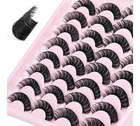 Lot de 14 paires d'extensions de cils effet œil de chat russe aspect naturel D Curl moelleux 15 mm