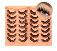 Lot de 14 paires d'extensions de cils effet œil de chat russe aspect naturel D Curl moelleux 15 mm