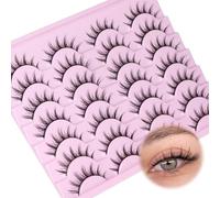 Lot de 14 paires d'extensions de cils effet œil de chat russe aspect naturel D Curl moelleux 15 mm