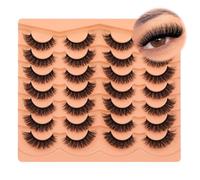 Lot de 14 paires d'extensions de cils effet œil de chat russe aspect naturel D Curl moelleux 15 mm