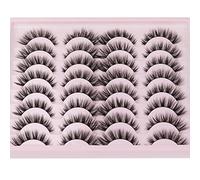 Lot de 14 paires d'extensions de cils effet œil de chat russe aspect naturel D Curl moelleux 15 mm