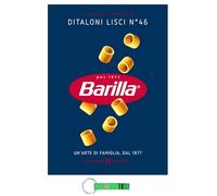 Lot de 14 pâtes Barilla Ditaloni Lisci N°46 - Lot de 14 pâtes 100 % italiennes (500 g) + porte-clés Beni Culinari