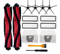 Lot de 14 pièces de rechange compatibles avec aspirateur robotique Roborock Q5 Q5+ Plus, 2 brosses principales, 4 brosses latérales, 4 filtres HEPA, 2 sacs à poussière. (14 pièces)