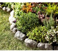 Lot de 14 pièces en plastique imitation pierre pour bordure de jardin Bordure de jardin de rocaille/galets à enfoncer dans pelouse