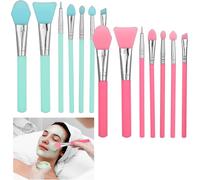 Lot De 14 Pinceaux Applicateurs De Masque Facial En Silicone Pour La Boue, La Crème Du Vi , Les Produits De Maquillage Et Résine Époxy Uv, Lotion Pour Le Corps Et Beurre Corporel (Vert, Rose)
