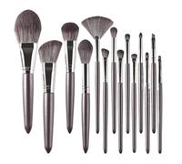 Lot de 14 pinceaux de maquillage avec manche en bois poli pour le contour du visage