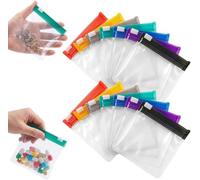 Lot de 14 pochettes à médicaments réutilisables en EVA transparent avec fermeture éclair et fermeture à glissière, 7 couleurs, mini pochettes de rangement pour pilules, vitamines, bijoux, Q-Tips et