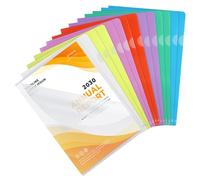 Lot de 14 porte-documents A4 - 7 couleurs - Ouverts sur le côté - Transparents - En plastique transparent - Pour le bureau de l'école