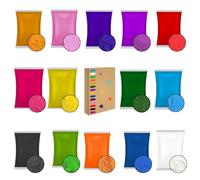 Lot de 14 poudres Holi naturelles de 14 couleurs - 14 x 75 g - Couleur à la craie lavable non toxique pour les courses amusantes, les festivals, les séances photo, les marathons et le sexe - Révèle la