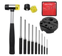 Lot de 14 poussoirs pour goupilles avec bloc universel | Pour bijoutiers, horlogers, ouvriers du bâtiment, ingénieurs et artisans