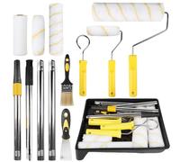 Lot de 14 rouleaux de peinture, accessoires de peinture, rouleau de peinture murale avec 5 manchons de rouleau, rouleau de peinture avec tige télescopique 32 à 165 cm, bac à peinture, film de masquage