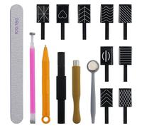Lot de 14 stylos magnétiques pour nail art DIY Magic 3D - À utiliser avec poudre de gel pour les yeux de chat ou vernis à ongles - Stylo magnétique pour les yeux de chat - Avec 1 barre à récurer