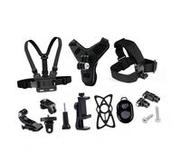Lot de 14 supports pour caméra d'aventure avec sangles de tête, sangles de poitrine, rangement compact pour expéditions, mallette étanche